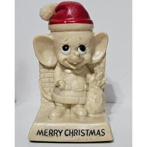 Vintage 1969 Russ Berrie & Wallace Berrie Merry Christmas Mouse Santa Hat